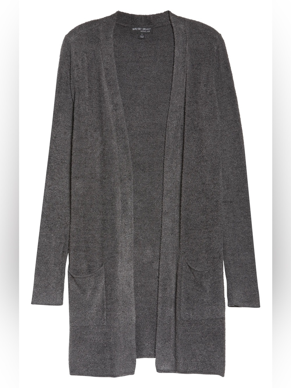 Barefoot Dreams Cozy Chic Lite Long Cardigan Plush Open-Front Cardigan Charcoal